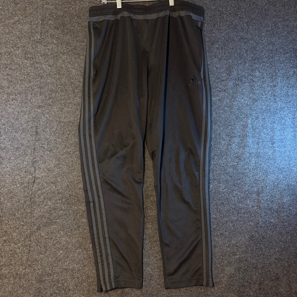 Adidas Mens 2XL Climacool Track Pants Black Gray 3-Stripe Athletic Jogger